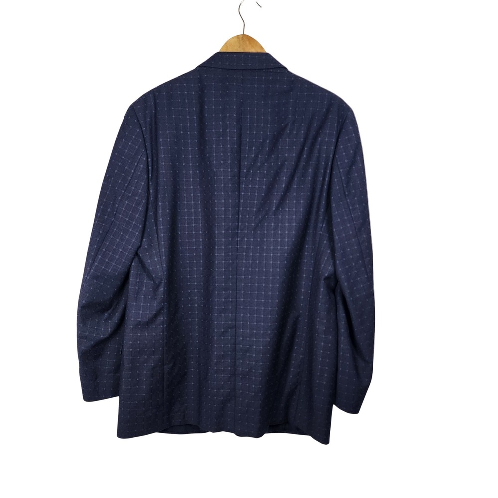 Menticano Zignone Wool Sport Coat Mens 42R Navy Blue Windowpane Blazer Casual - Picture 4 of 16